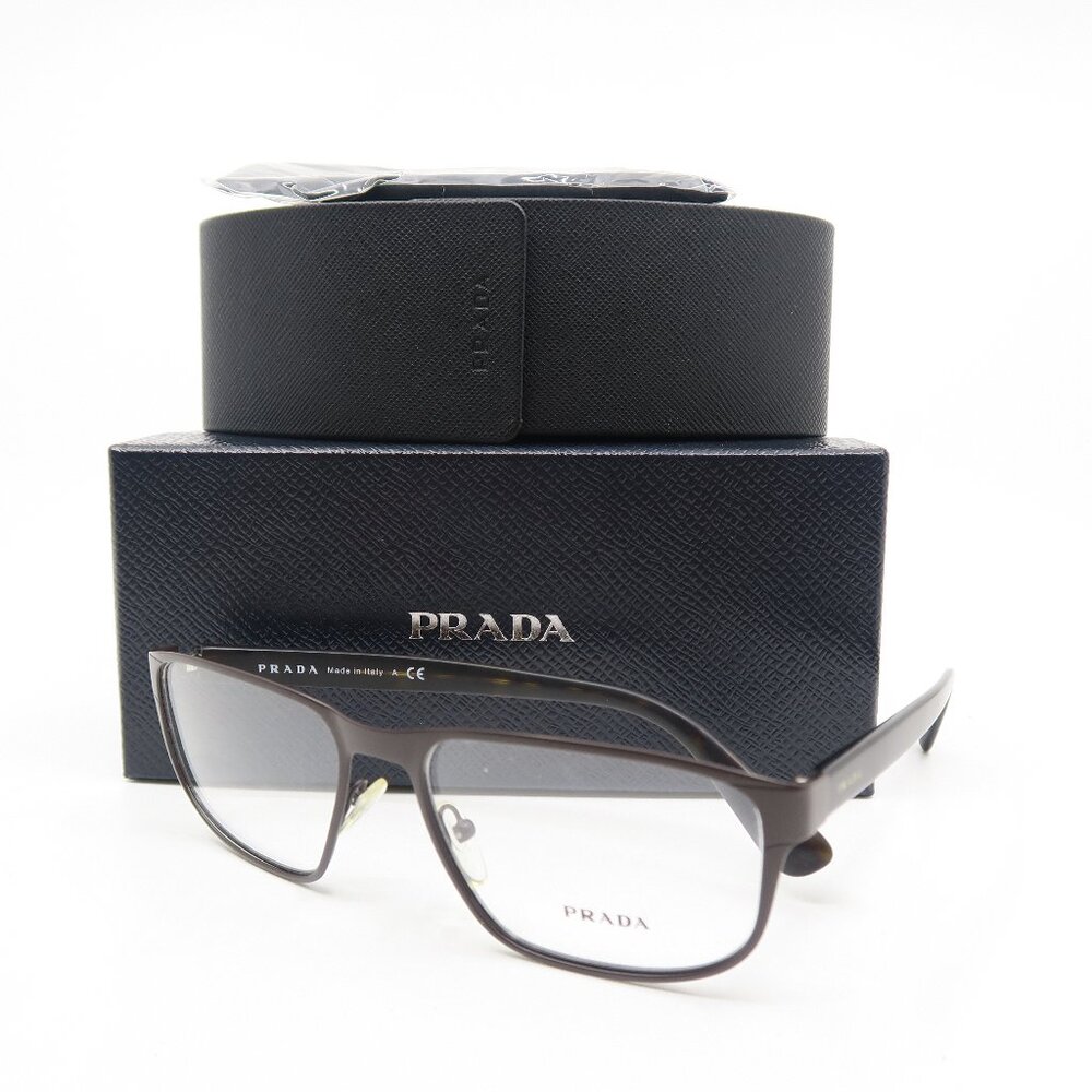 Prada VPR56S LAH-1O1 55mm Brown Matte Metal, Brown Tortoise New Eyeglasses.
